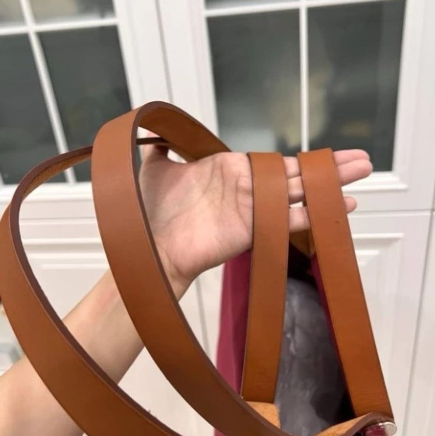 愛馬仕 hermes cabag 桃紅帆布包 手提包肩背包側 背包購物包公事包-19