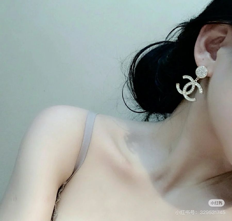 CHANEL 香奈兒 水鑽 大雙C 耳環 耳針 耳釘 墜式耳環 耳飾-4