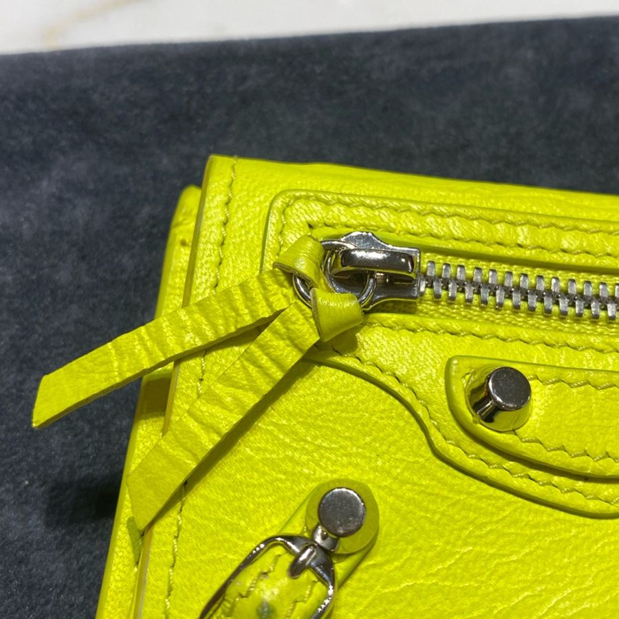 Balenciaga Mini Neo Classic wallet 小牛皮 檸檬黃 短夾-2