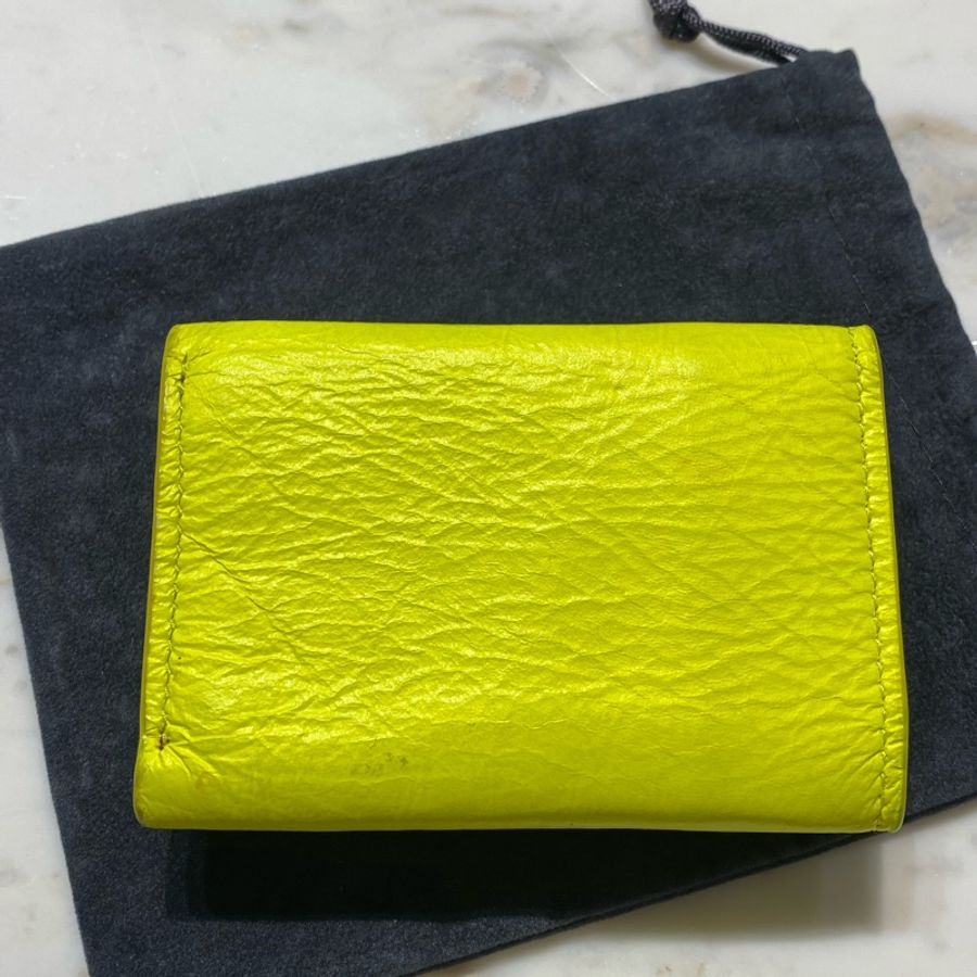 Balenciaga Mini Neo Classic wallet 小牛皮 檸檬黃 短夾-5