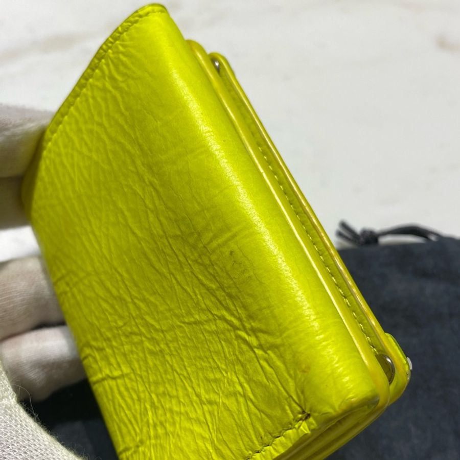 Balenciaga Mini Neo Classic wallet 小牛皮 檸檬黃 短夾-8