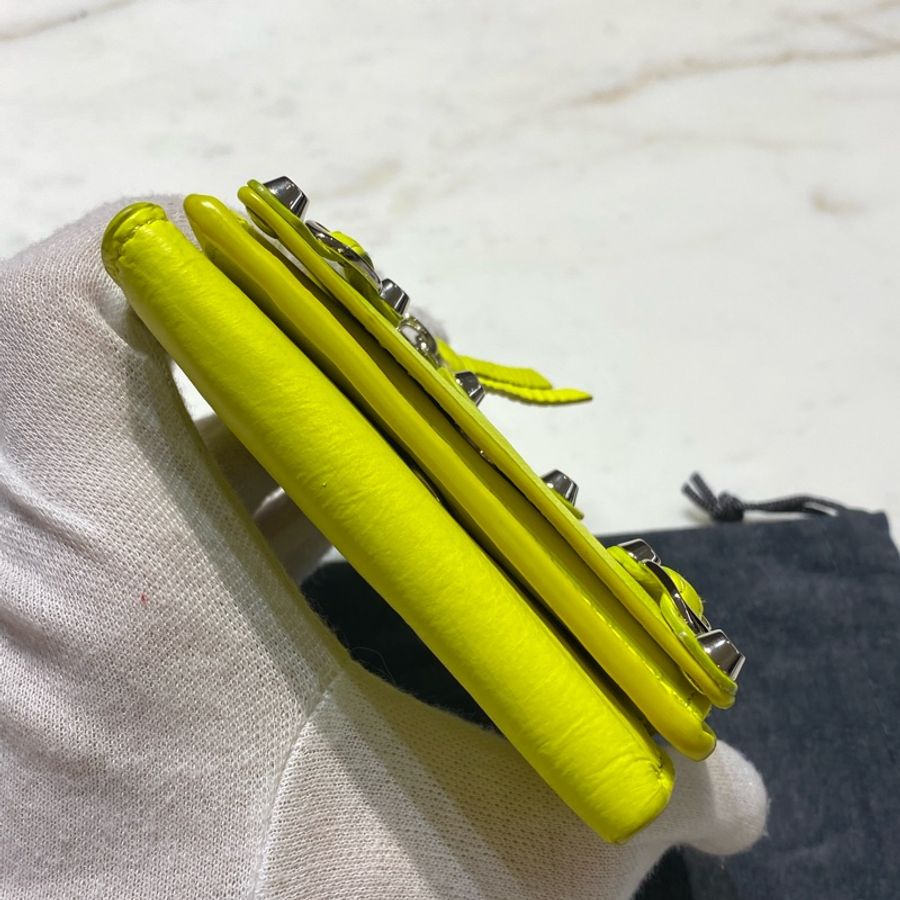 Balenciaga Mini Neo Classic wallet 小牛皮 檸檬黃 短夾-9
