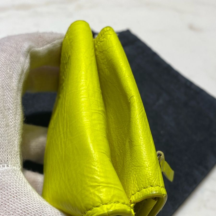 Balenciaga Mini Neo Classic wallet 小牛皮 檸檬黃 短夾-11