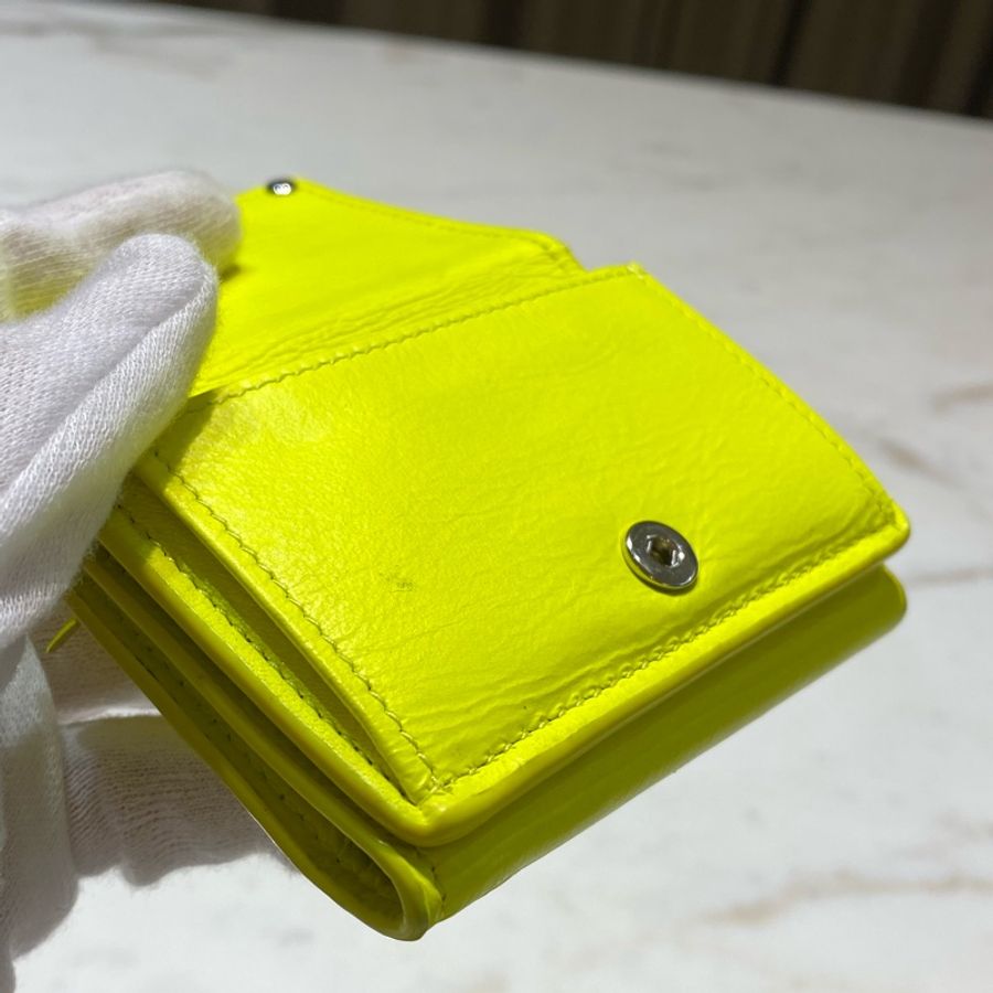 Balenciaga Mini Neo Classic wallet 小牛皮 檸檬黃 短夾-15