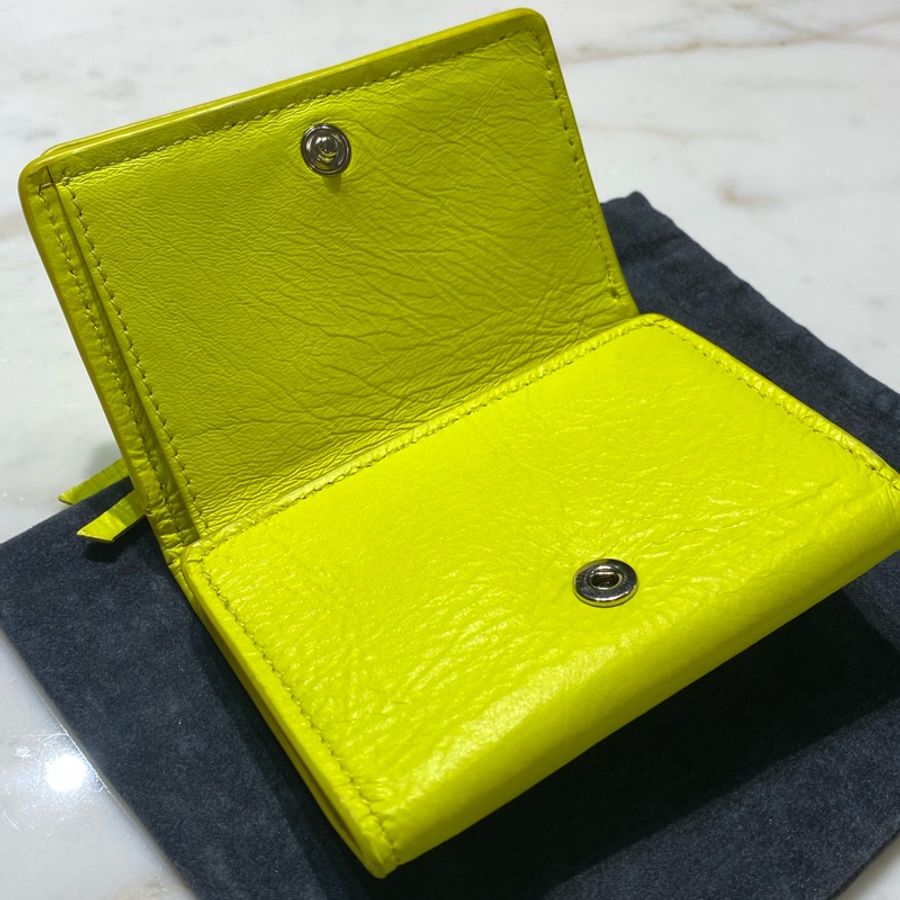 Balenciaga Mini Neo Classic wallet 小牛皮 檸檬黃 短夾-16