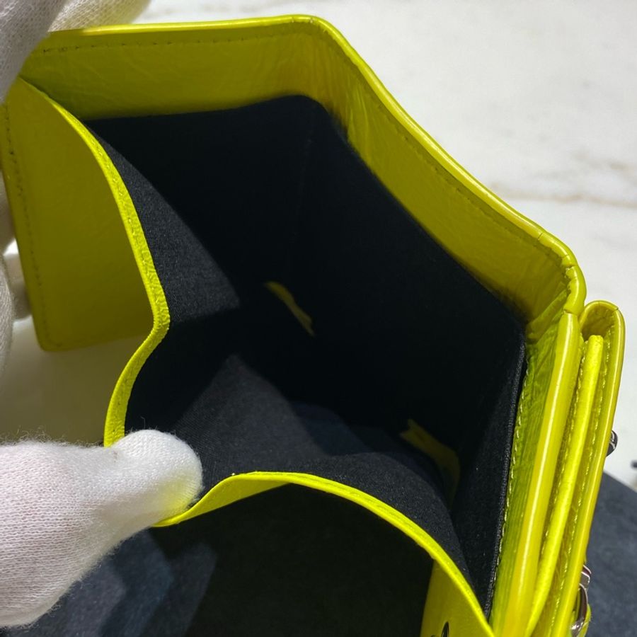 Balenciaga Mini Neo Classic wallet 小牛皮 檸檬黃 短夾-20