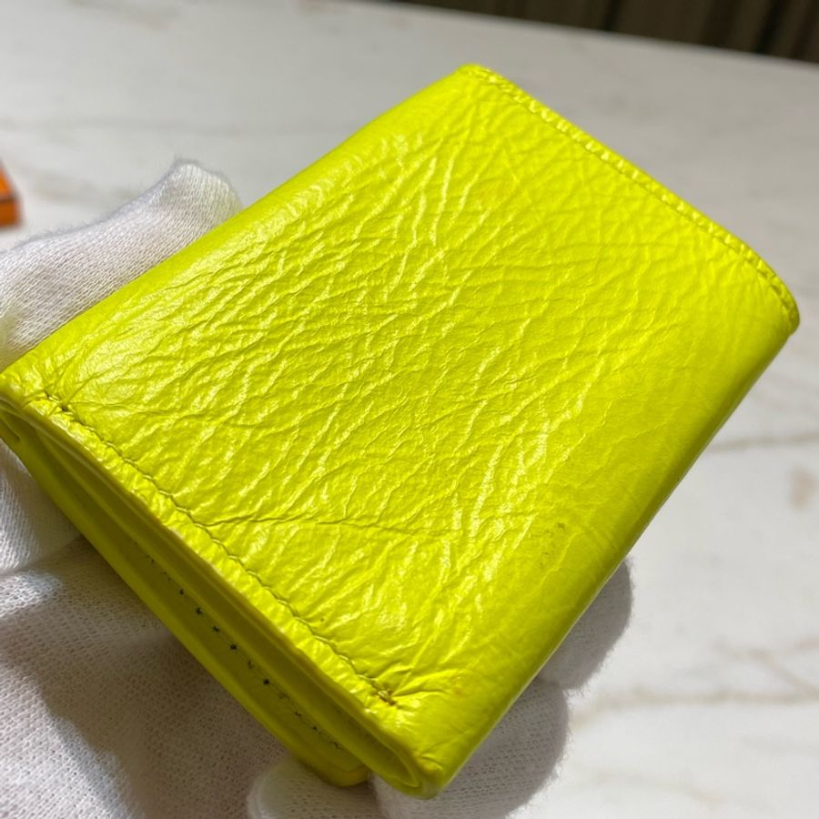 Balenciaga Mini Neo Classic wallet 小牛皮 檸檬黃 短夾-24