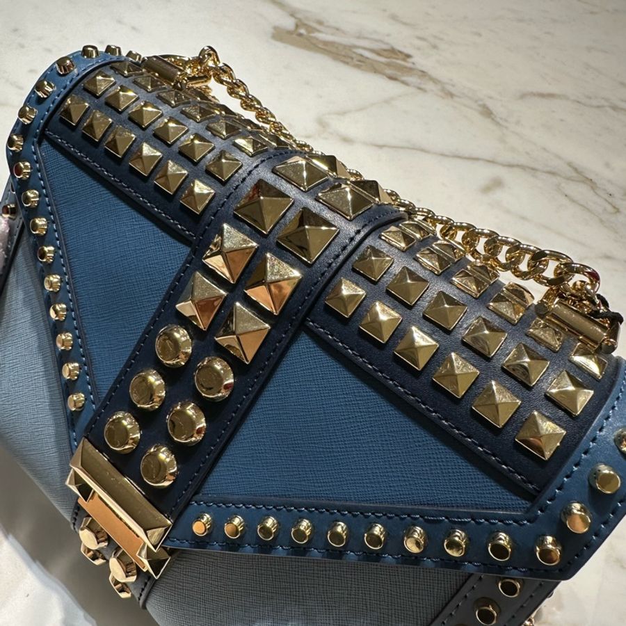 Michael Kors Whitney 牛皮 牛仔藍 拼色 信封包-3