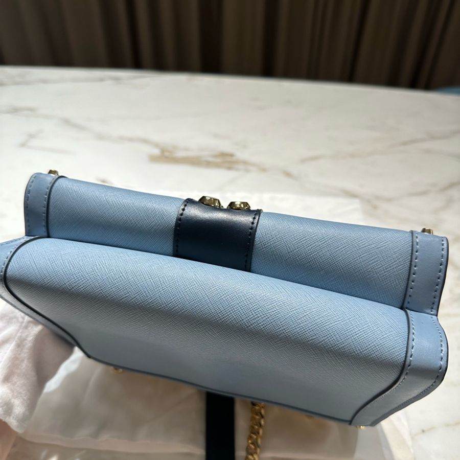 Michael Kors Whitney 牛皮 牛仔藍 拼色 信封包-8