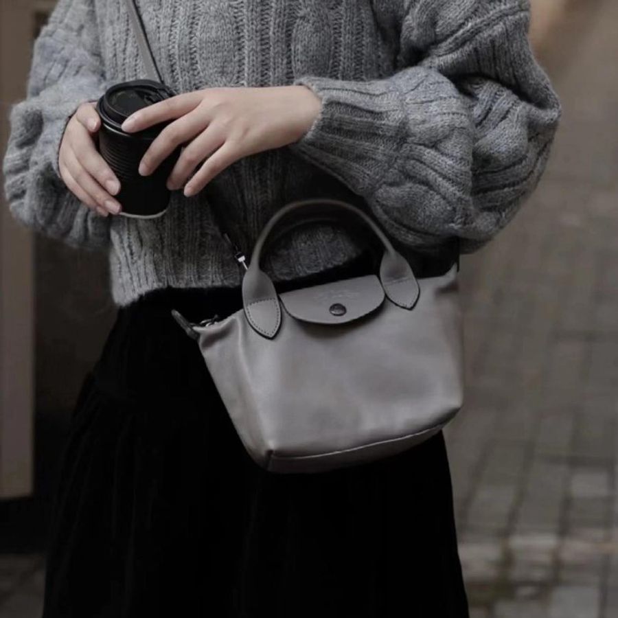 Longchamp mini 小牛皮包 XS 高級灰-1