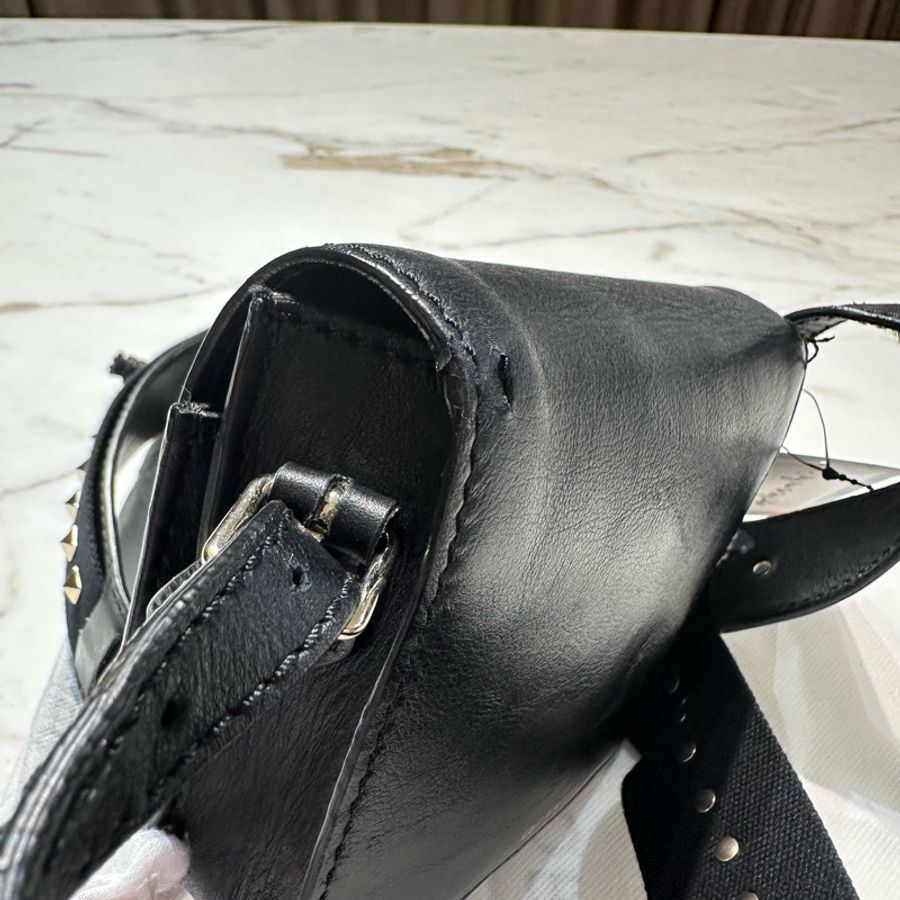 Valentino Rockstud Leather Black Crossbody Bag 鉚釘 皮革 黑 小方包-29