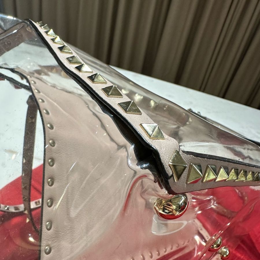 Valentino Garavani pink tote bag 透明 鉚釘包 淺粉-4