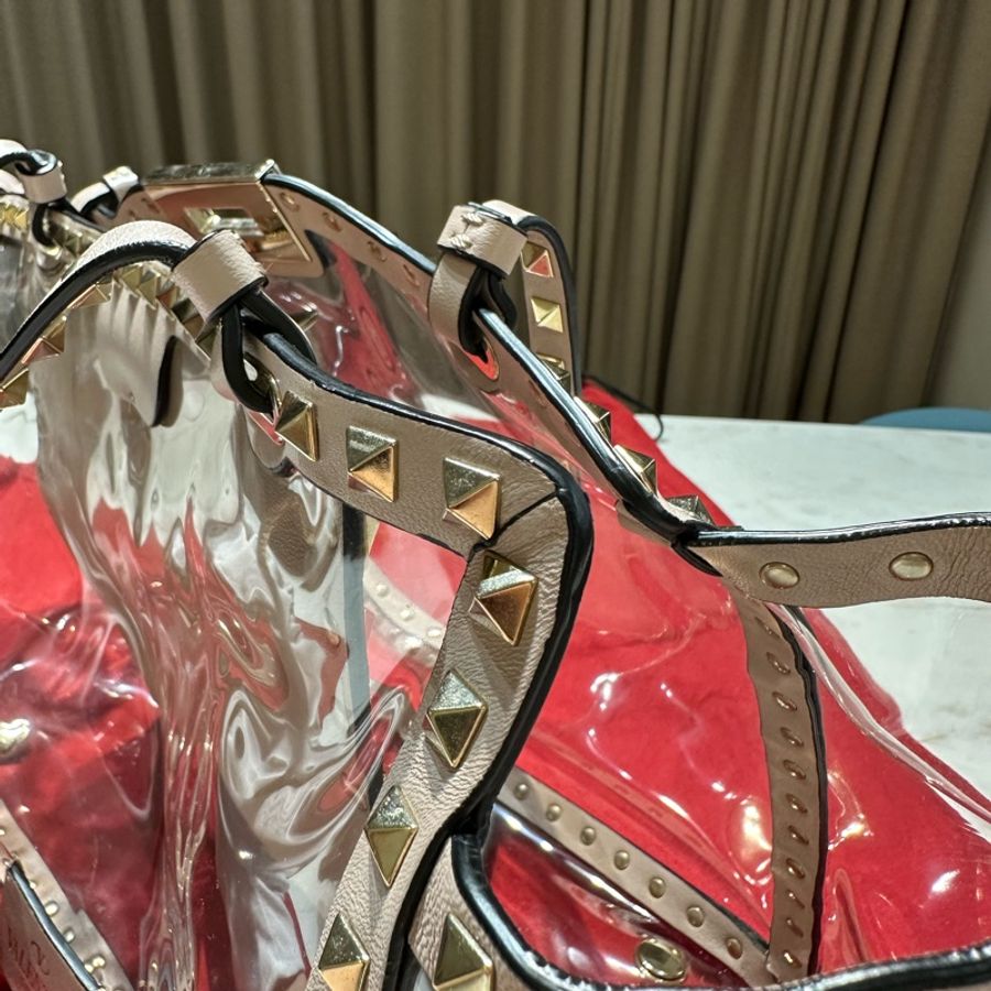 Valentino Garavani pink tote bag 透明 鉚釘包 淺粉-14