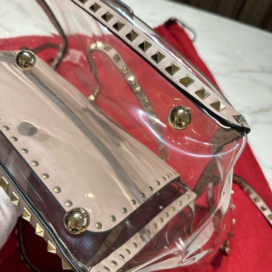 Valentino Garavani pink tote bag 透明 鉚釘包 淺粉-20