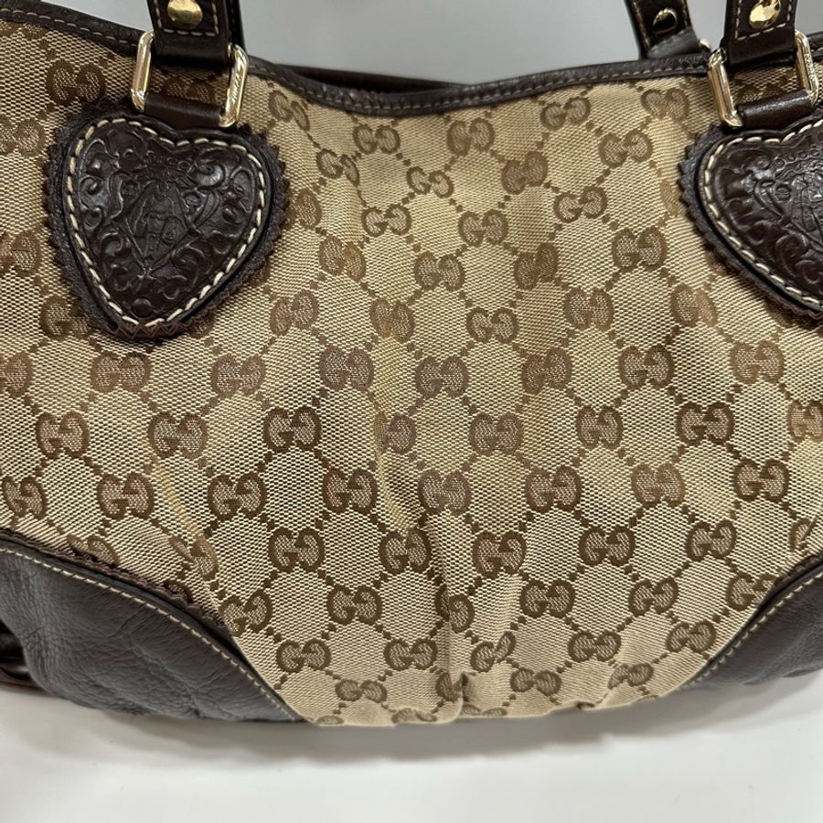 Gucci 211955 咖啡色老花 流蘇托特包 手提包-5