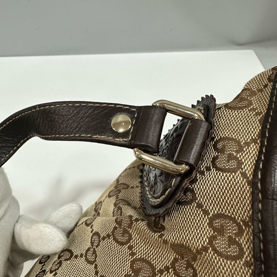 Gucci 211955 咖啡色老花 流蘇托特包 手提包-28