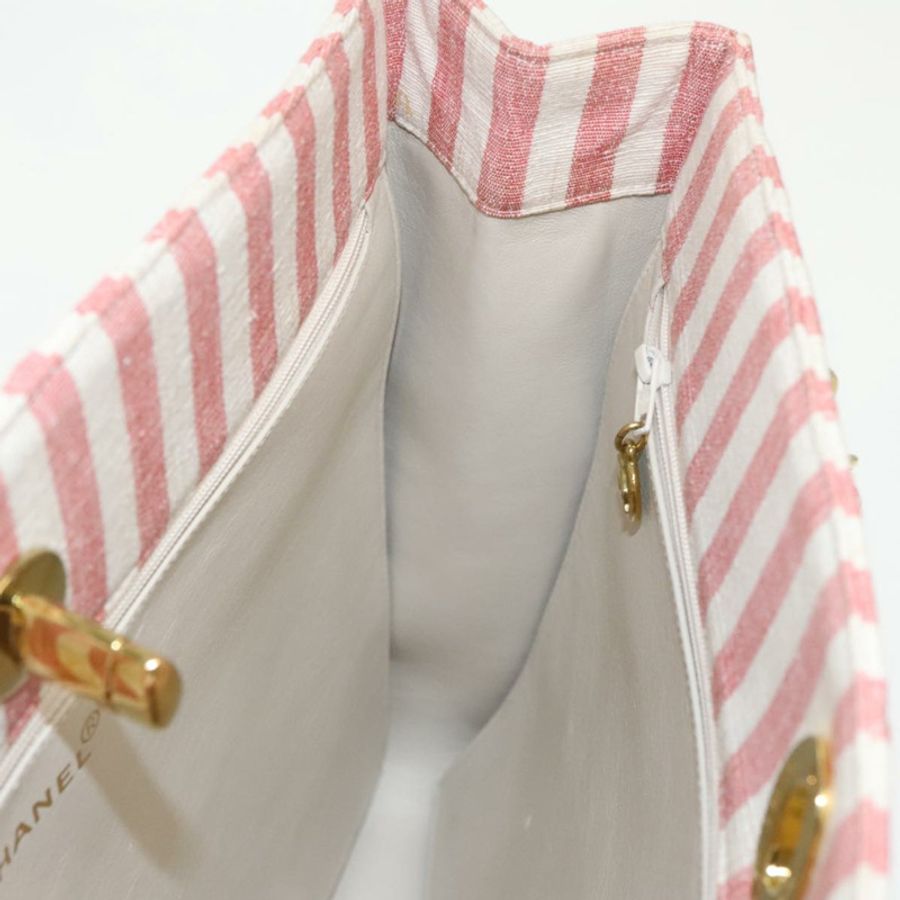 【日本直送】香奈兒 (CHANEL) Matelasse 鏈條肩背包 帆布 金色 粉紅色 CC 標誌 正品 96691SM-21