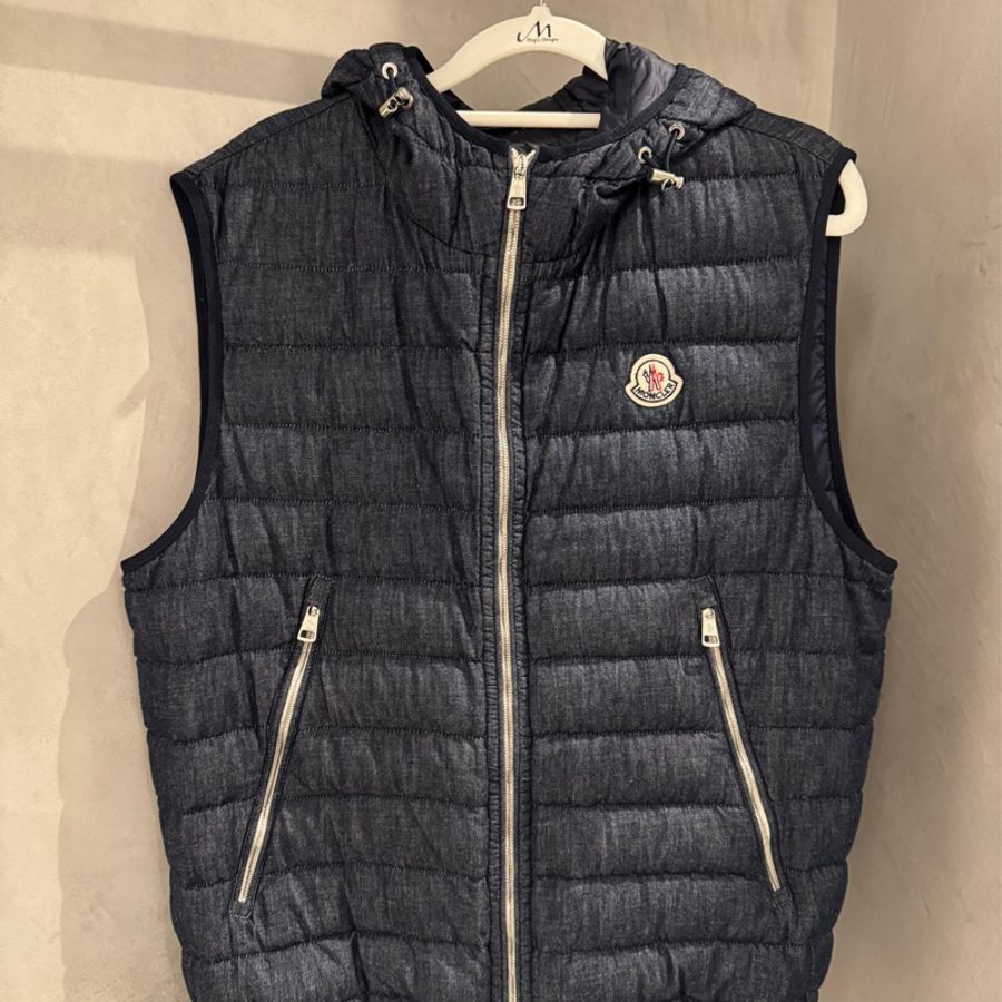 Moncler Dover Hooded Down Vest Moncler男生牛仔布羽絨背心-0