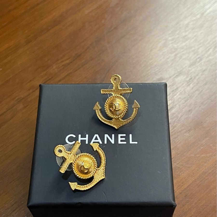 ✨Chanel金色海航系列船錨耳環-3