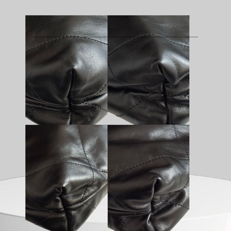 Chanel 22bag Small 黑金白字-5
