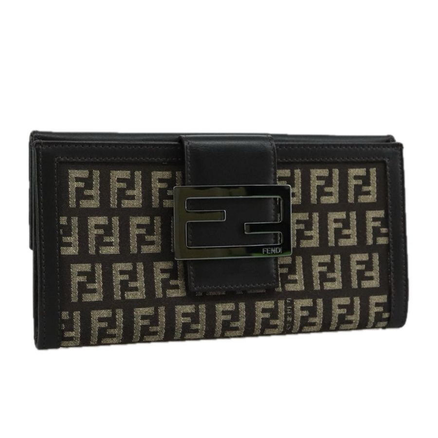 【日本直送】FENDI Zucchino 帆布皮夾 棕色 Auth am7414V-0