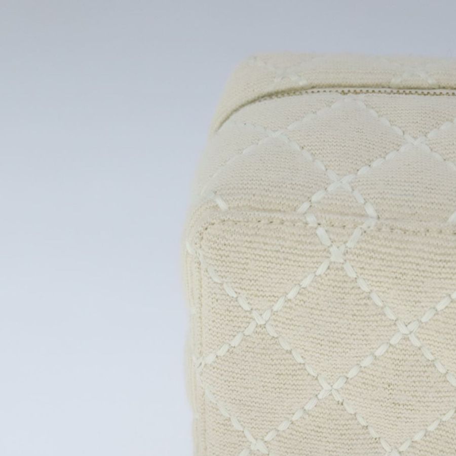 【日本直送】香奈兒 (CHANEL) 純棉白色鏈條野性縫線手拿包 CC Auth 104339AV-14