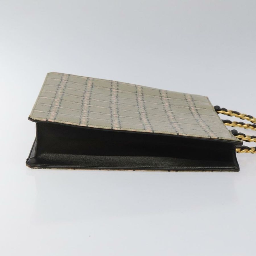 【日本直送】香奈兒 Choco Bar 鏈條手提包 琺瑯皮革 米色 CC Auth bs23554V-2