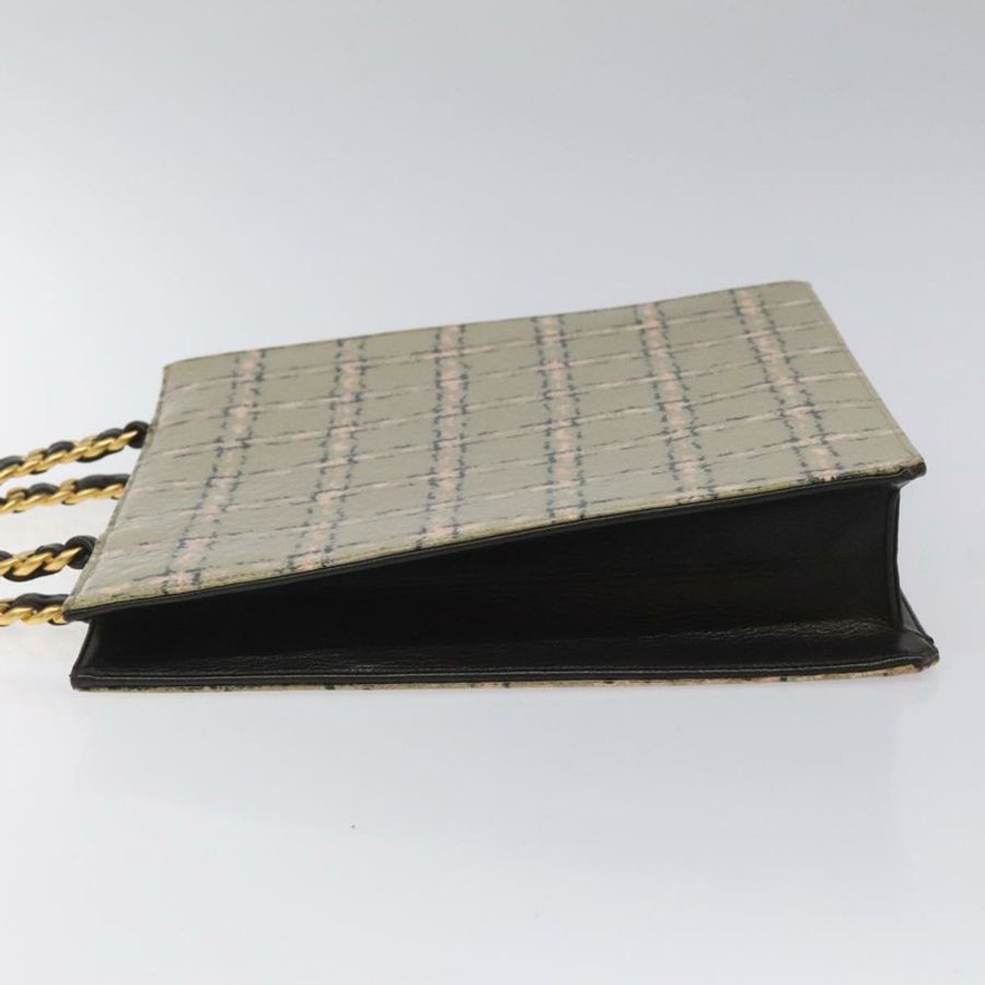 【日本直送】香奈兒 Choco Bar 鏈條手提包 琺瑯皮革 米色 CC Auth bs23554V-3