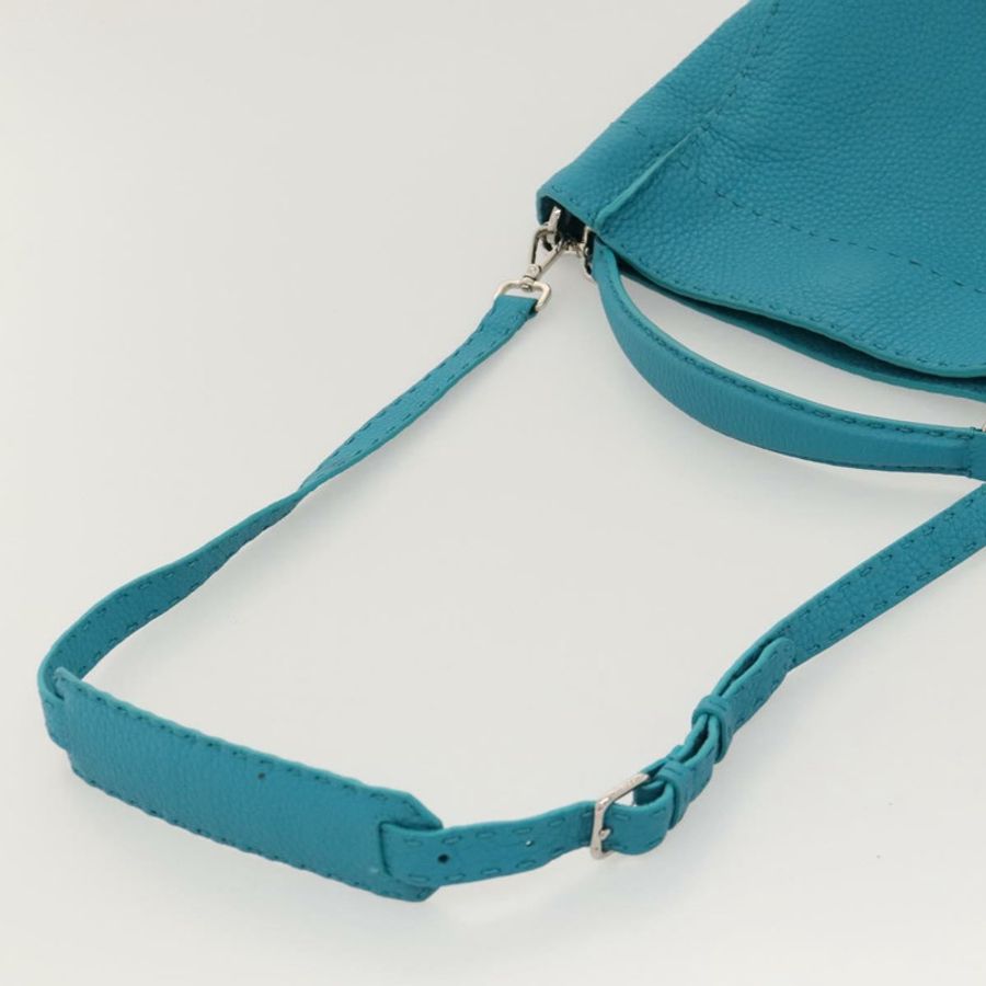 【日本直送】FENDI Anna 肩背包 皮革 兩用 綠松石藍 Auth mr1226V-7