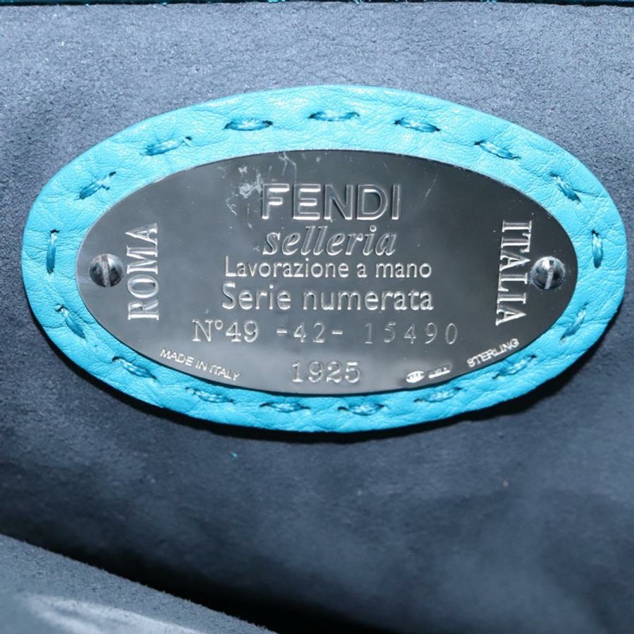 【日本直送】FENDI Anna 肩背包 皮革 兩用 綠松石藍 Auth mr1226V-17