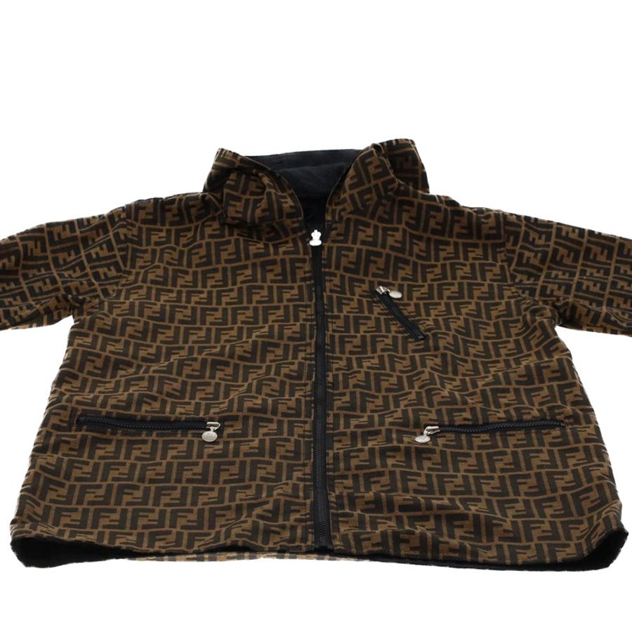 【日本直送】FENDI Zucca帆布外套 黑色棕色 Auth am4620M-1