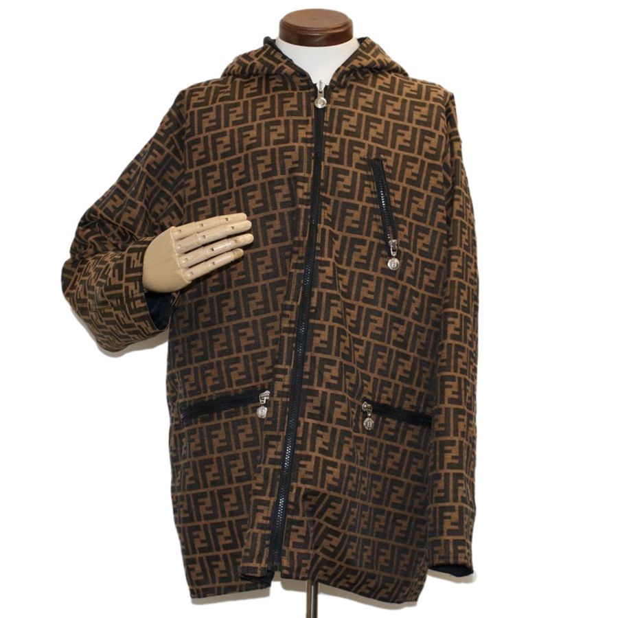 【日本直送】FENDI Zucca帆布外套 黑色棕色 Auth am4620M-13