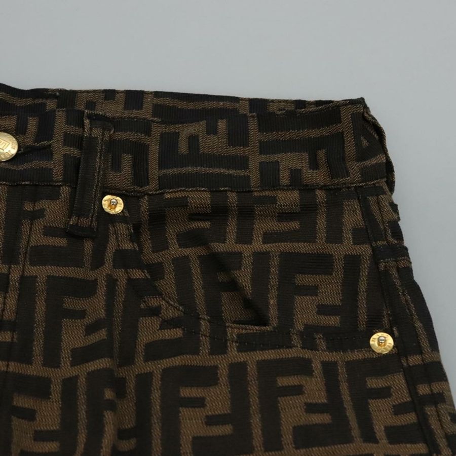 【日本直送】FENDI Zucca帆布褲 42碼 黑色棕色 Auth am7905M-20