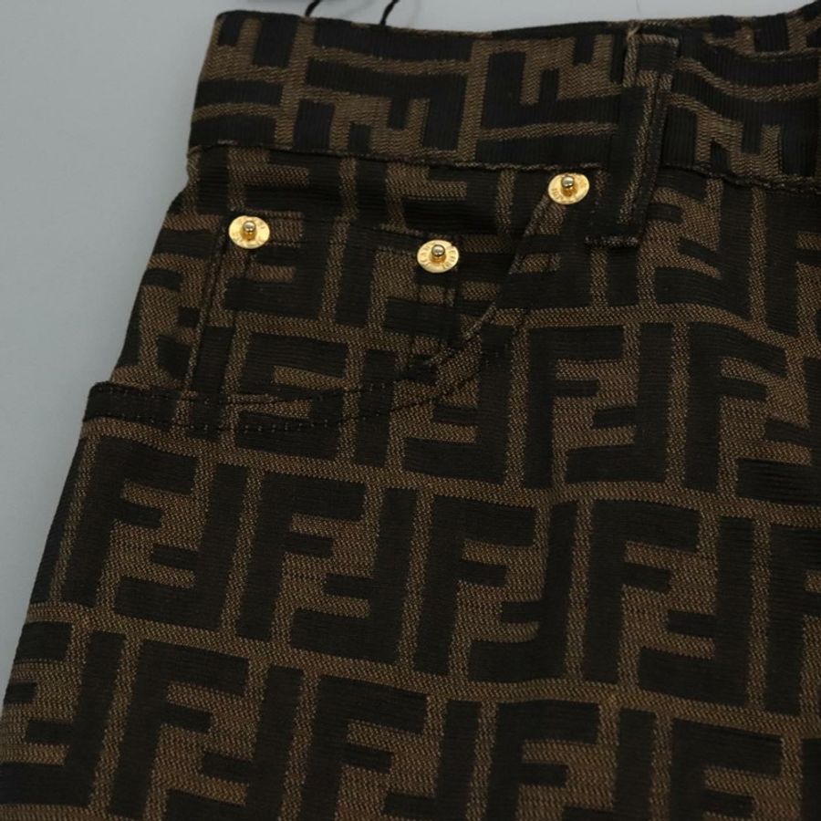 【日本直送】FENDI Zucca帆布褲 42碼 黑色棕色 Auth am7905M-22