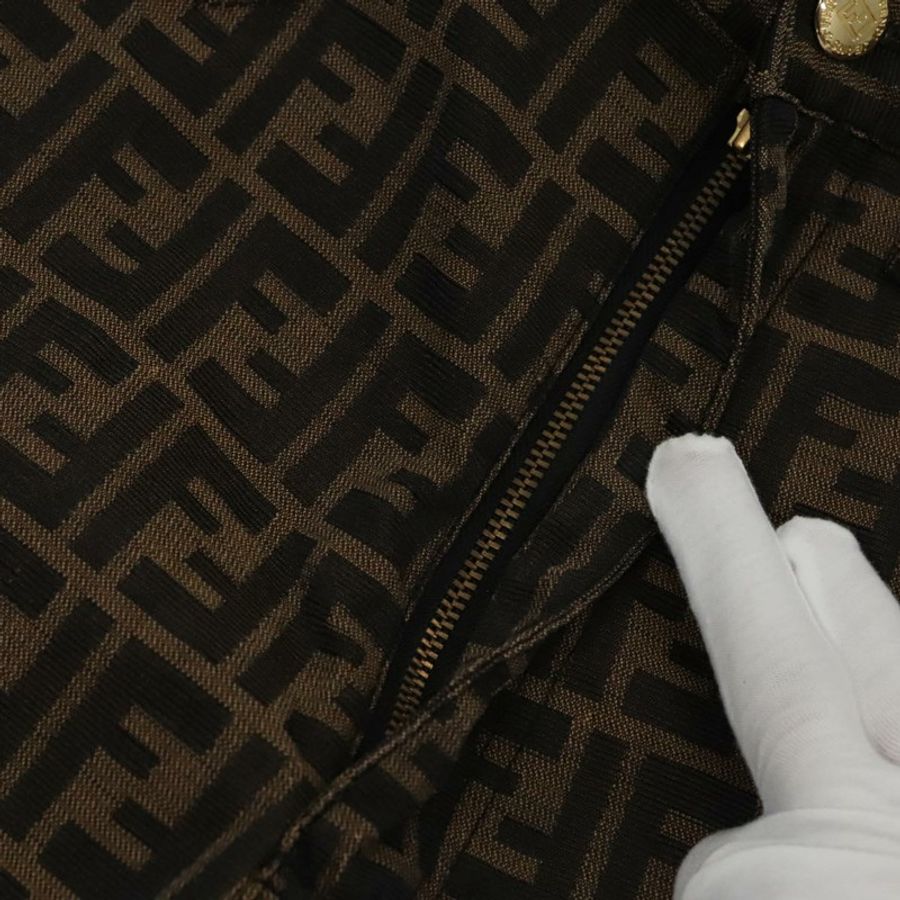 【日本直送】FENDI Zucca帆布褲 42碼 黑色棕色 Auth am7905M-23