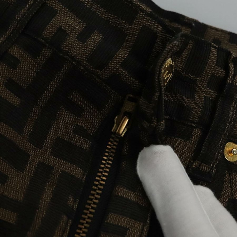 【日本直送】FENDI Zucca帆布褲 42碼 黑色棕色 Auth am7905M-24
