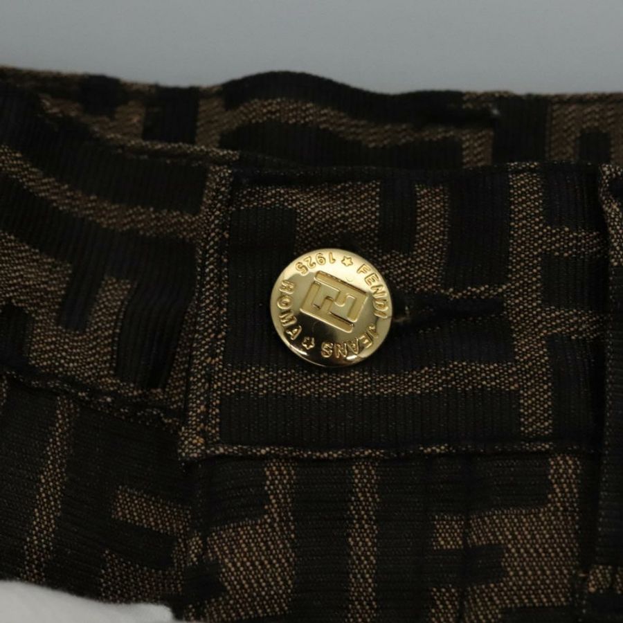 【日本直送】FENDI Zucca帆布褲 42碼 黑色棕色 Auth am7905M-25