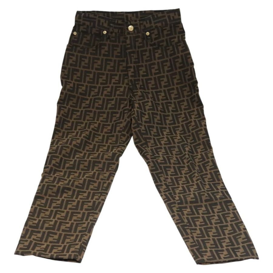 【日本直送】FENDI Zucca帆布褲,26英寸,黑色/棕色,正品 am7779M-12