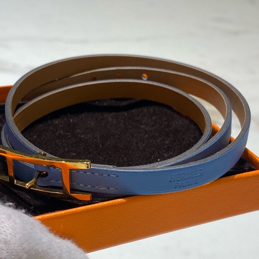 Hermès 藍色 真皮 手鍊-6