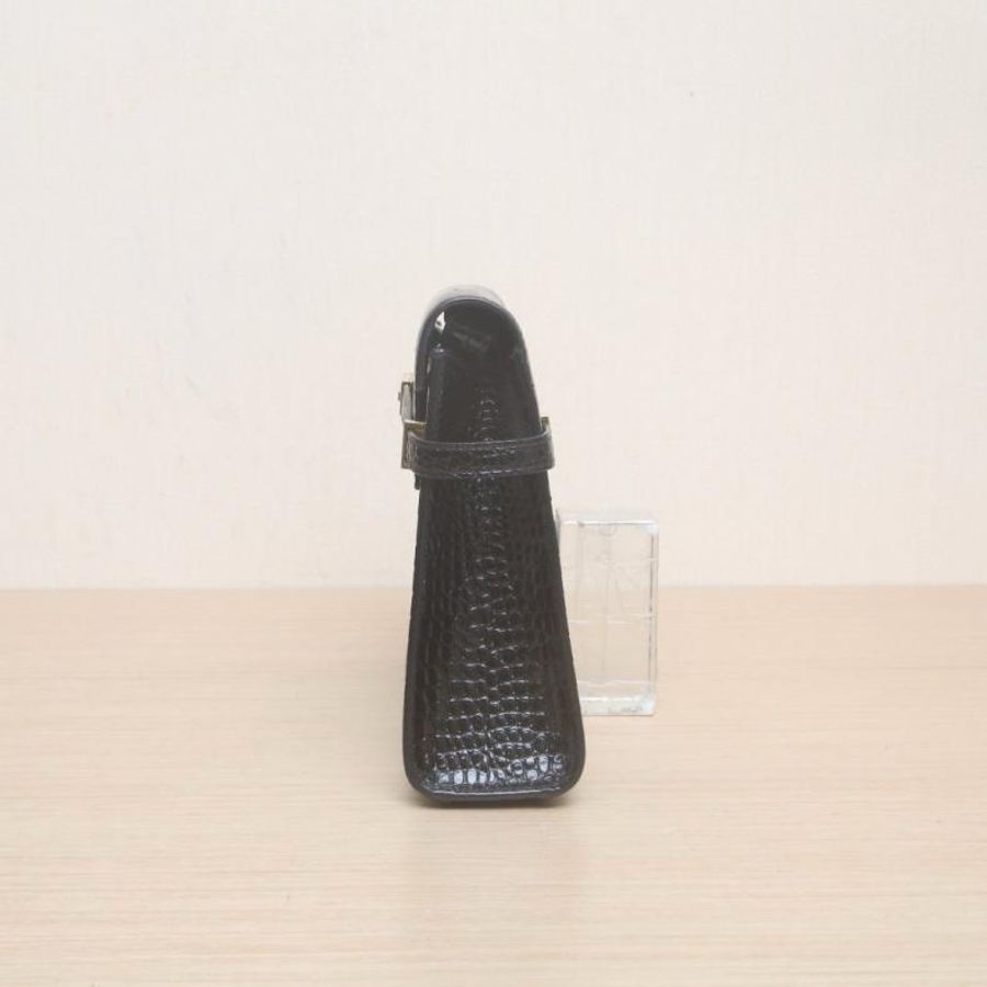 SAINT LAURENT(聖羅蘭) MANHATTAN 曼哈頓 BOX 中號 29 鱷魚壓紋 黑色  金扣-1