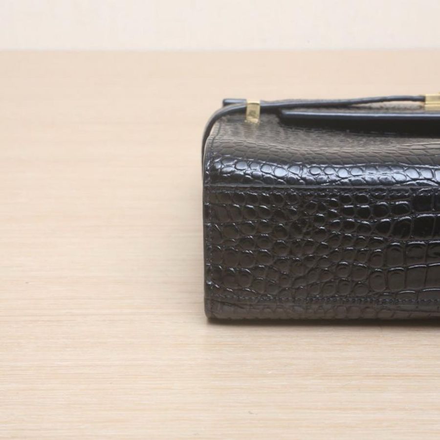 SAINT LAURENT(聖羅蘭) MANHATTAN 曼哈頓 BOX 中號 29 鱷魚壓紋 黑色  金扣-3