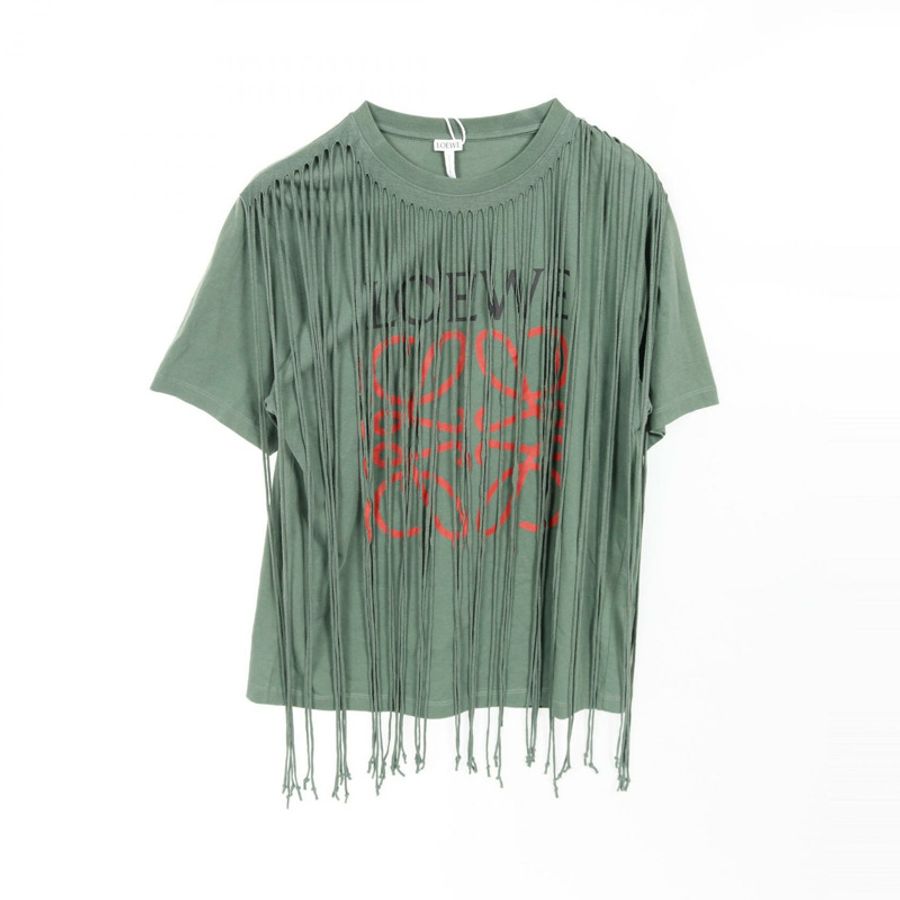 LOEWE Anagram T卹 H6199090PC 純棉 綠色 紅色 M碼 二手 男款-0
