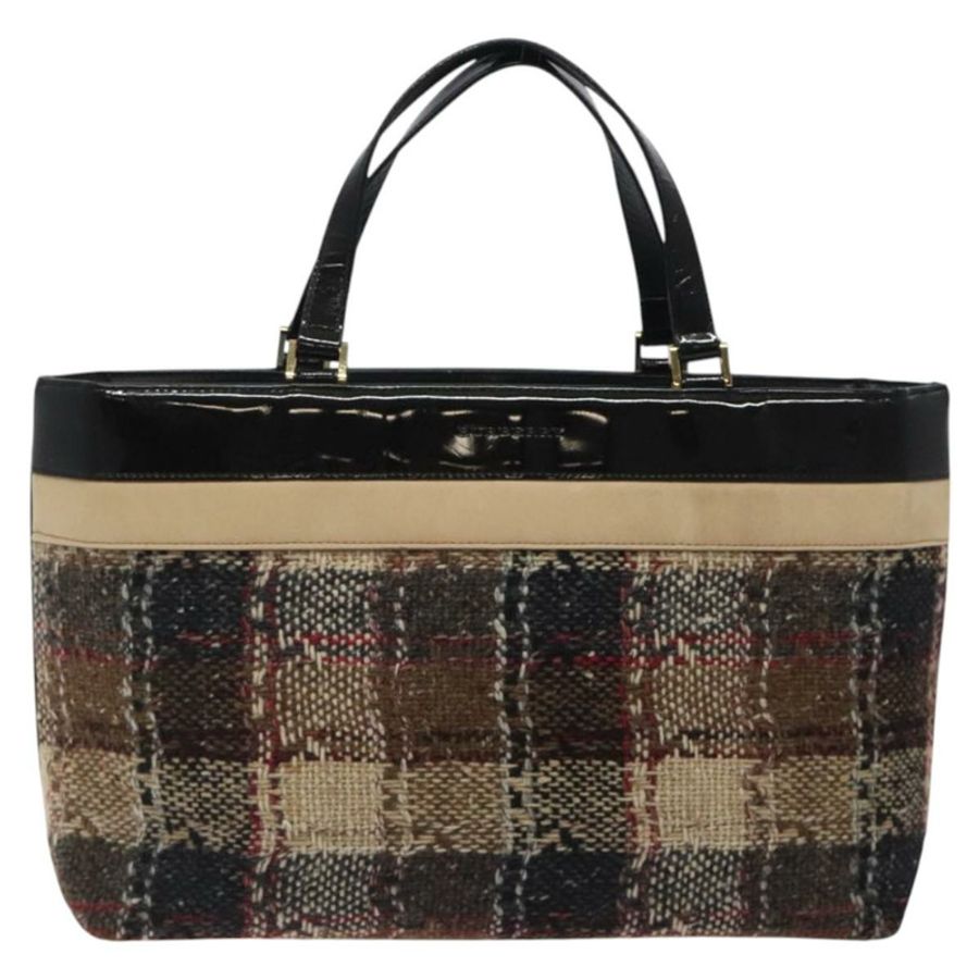 【日本直送】BURBERRY Nova 格紋帆布手提包,金色棕色,正品,貨號 121468-12