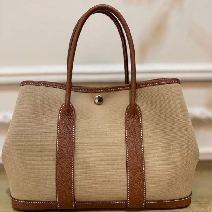Hermes garden party 30 金棕帆布-0
