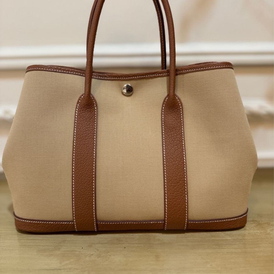 Hermes garden party 30 金棕帆布-2