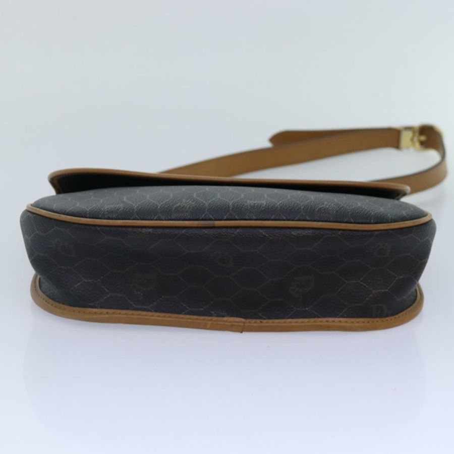 【日本直送】Christian Dior 蜂巢帆布肩背包 PVC 皮革 黑色 金色 正品 yk14590-4