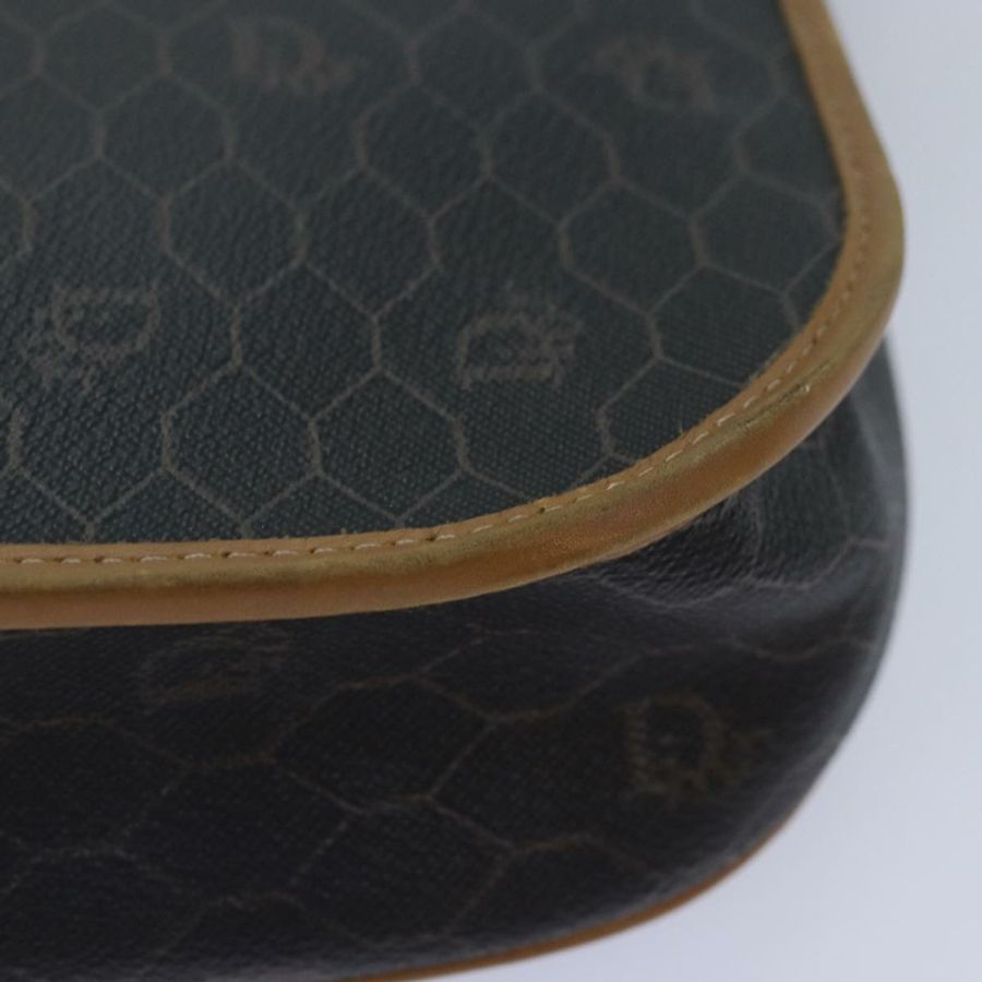 【日本直送】Christian Dior 蜂巢帆布肩背包 PVC 皮革 黑色 金色 正品 yk14590-8