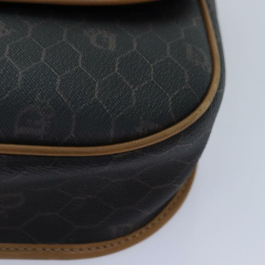 【日本直送】Christian Dior 蜂巢帆布肩背包 PVC 皮革 黑色 金色 正品 yk14590-14