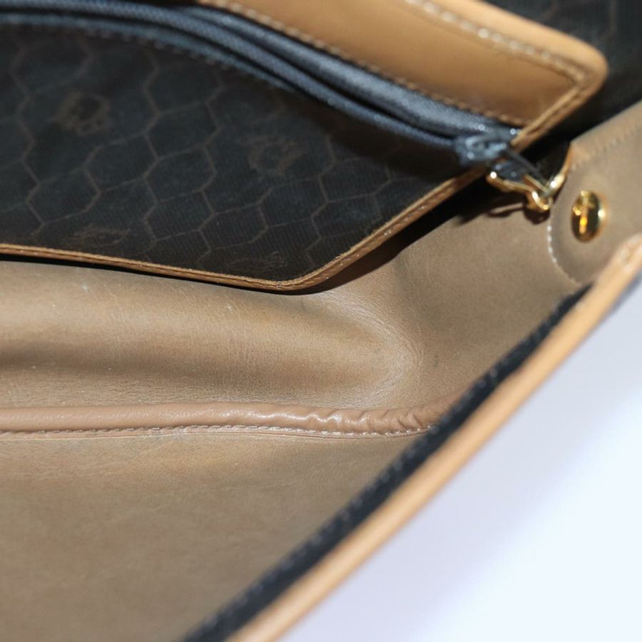 【日本直送】Christian Dior 蜂巢帆布肩背包 PVC 皮革 黑色 金色 正品 yk14590-18
