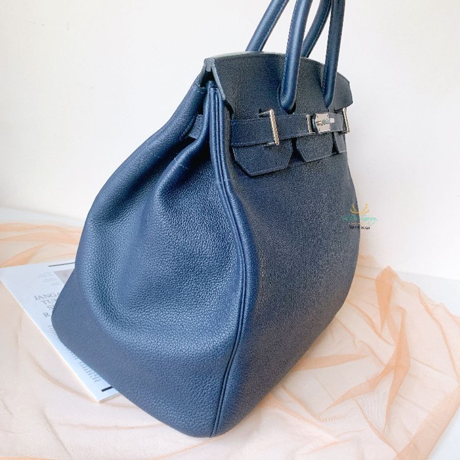 Hermes 愛馬仕 Birkin 鉑金 HAC 40 深藍色 x 銀釦 手提包 鉑金包-3